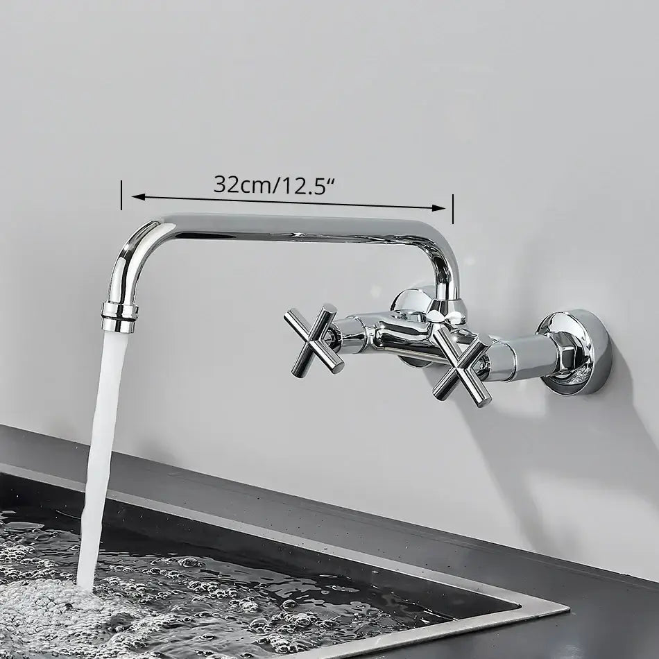 Matte black kitchen faucet mixer tap with cross handles