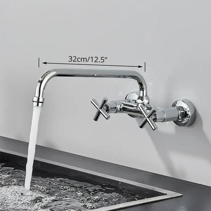 Matte black kitchen faucet mixer tap with cross handles