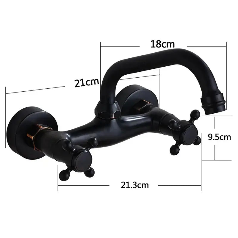 Matte black kitchen faucet mixer tap with cross handles