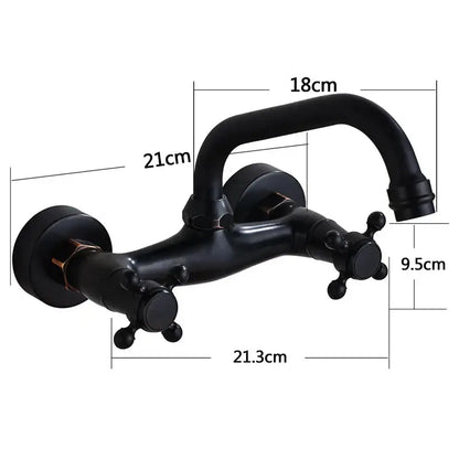 Matte black kitchen faucet mixer tap with cross handles