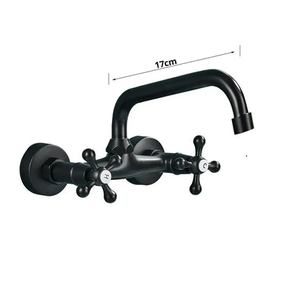 Matte black kitchen faucet mixer tap with cross handles
