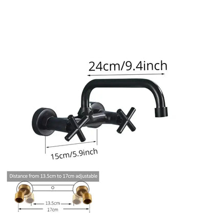 Matte black kitchen faucet mixer tap with cross handles