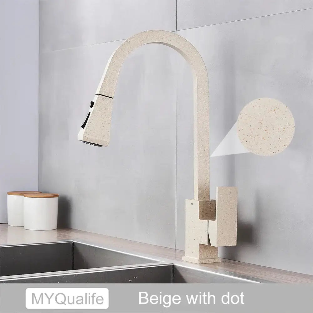 Modern black kitchen faucet with pull down spray head
