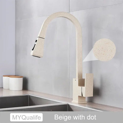 Modern black kitchen faucet with pull down spray head