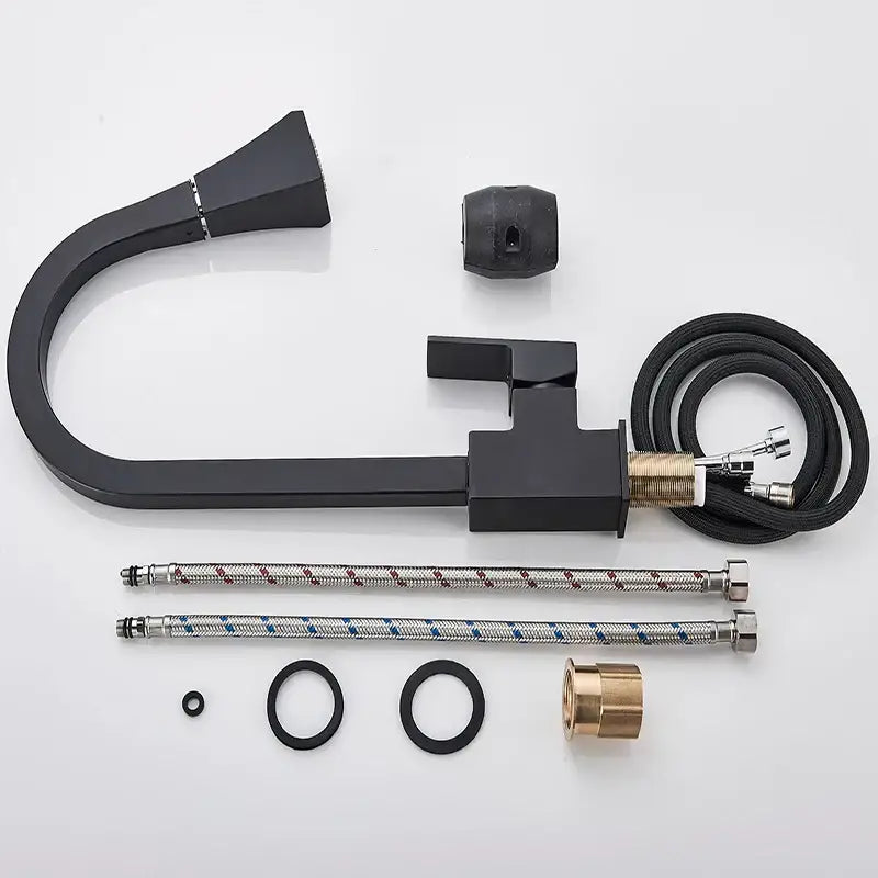Modern black kitchen faucet with pull down spray head