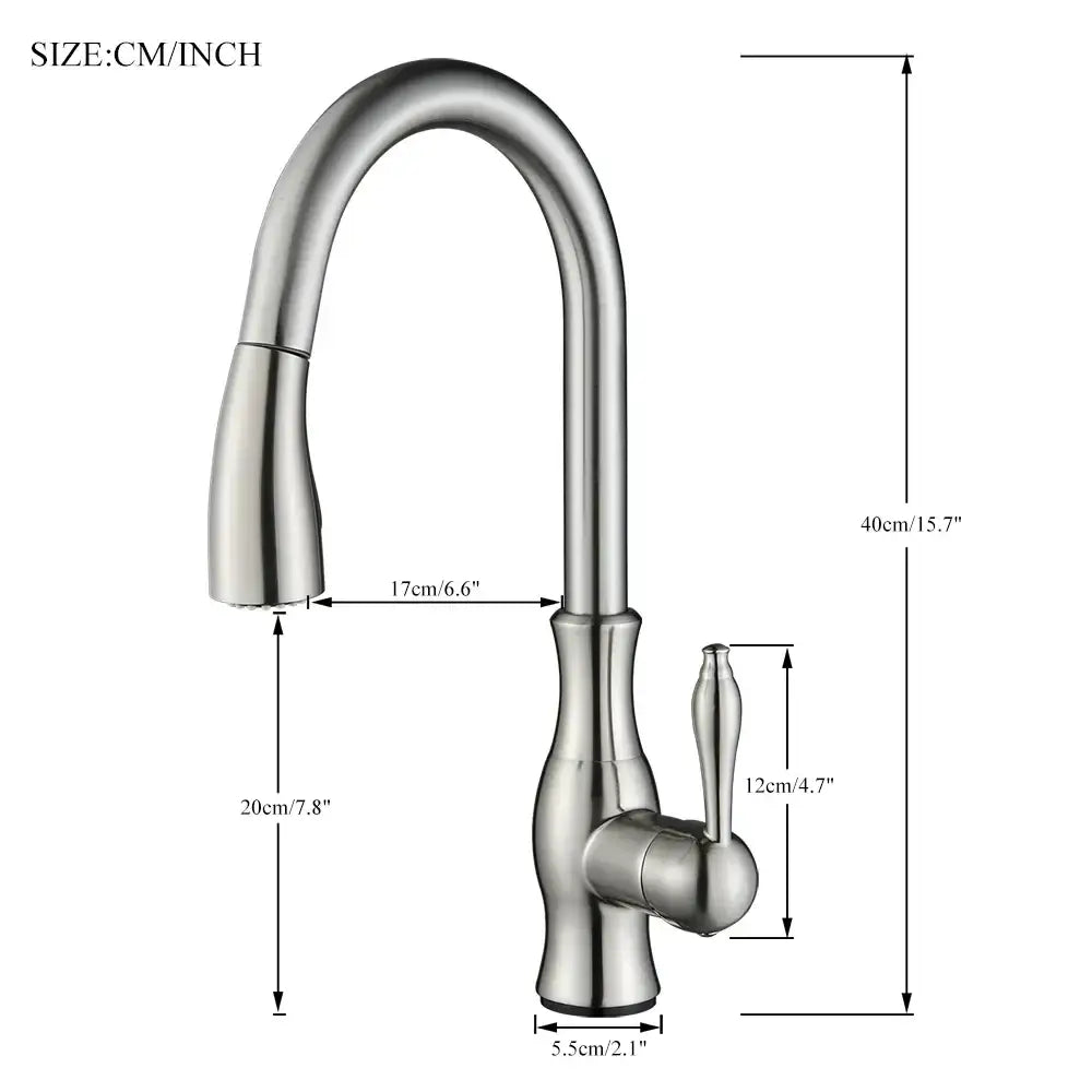 Matte black kitchen faucet with pull down spray head