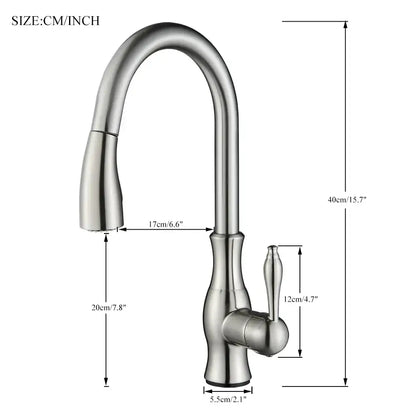Matte black kitchen faucet with pull down spray head
