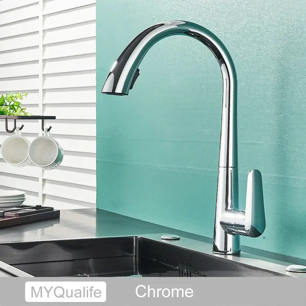 Matte black single handle kitchen faucet with curved spout