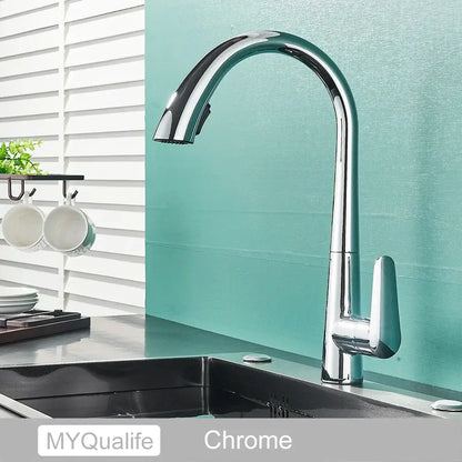 Matte black single handle kitchen faucet with curved spout