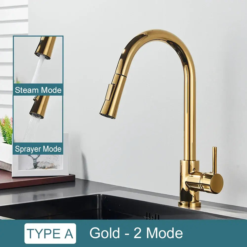 Matte black kitchen faucet with pull down spray head