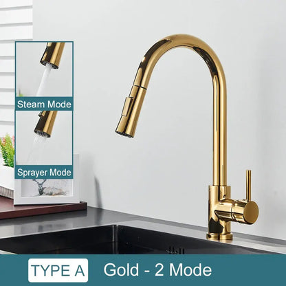 Matte black kitchen faucet with pull down spray head