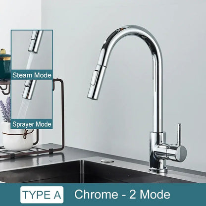 Matte black kitchen faucet with pull down spray head