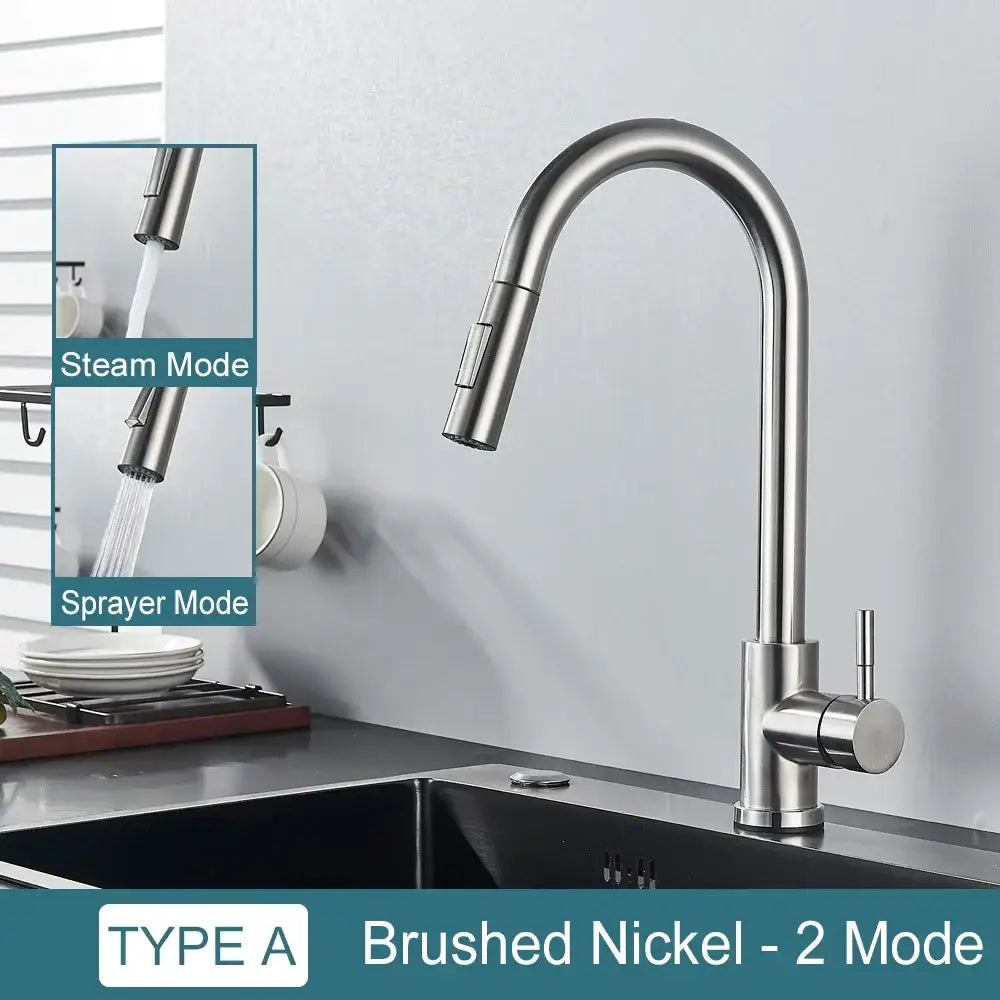 Matte black kitchen faucet with pull down spray head