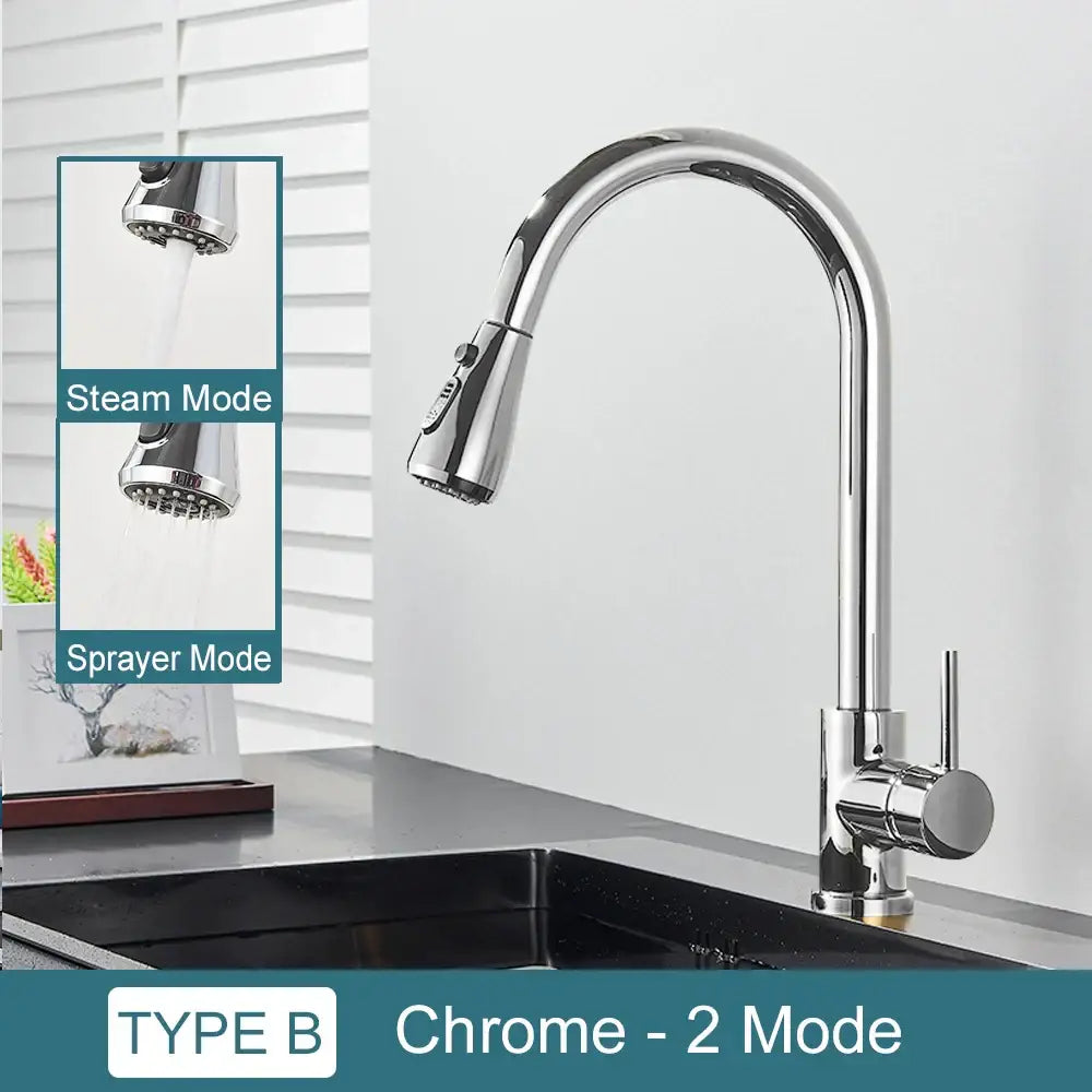 Matte black kitchen faucet with pull down spray head