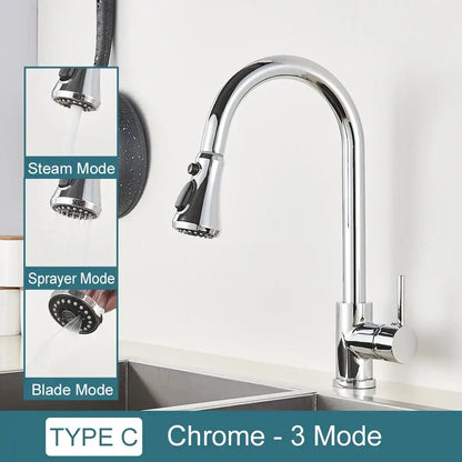 Matte black kitchen faucet with pull down spray head