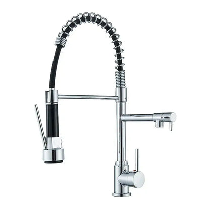 Modern matte black kitchen faucet with pull down spring sprayer