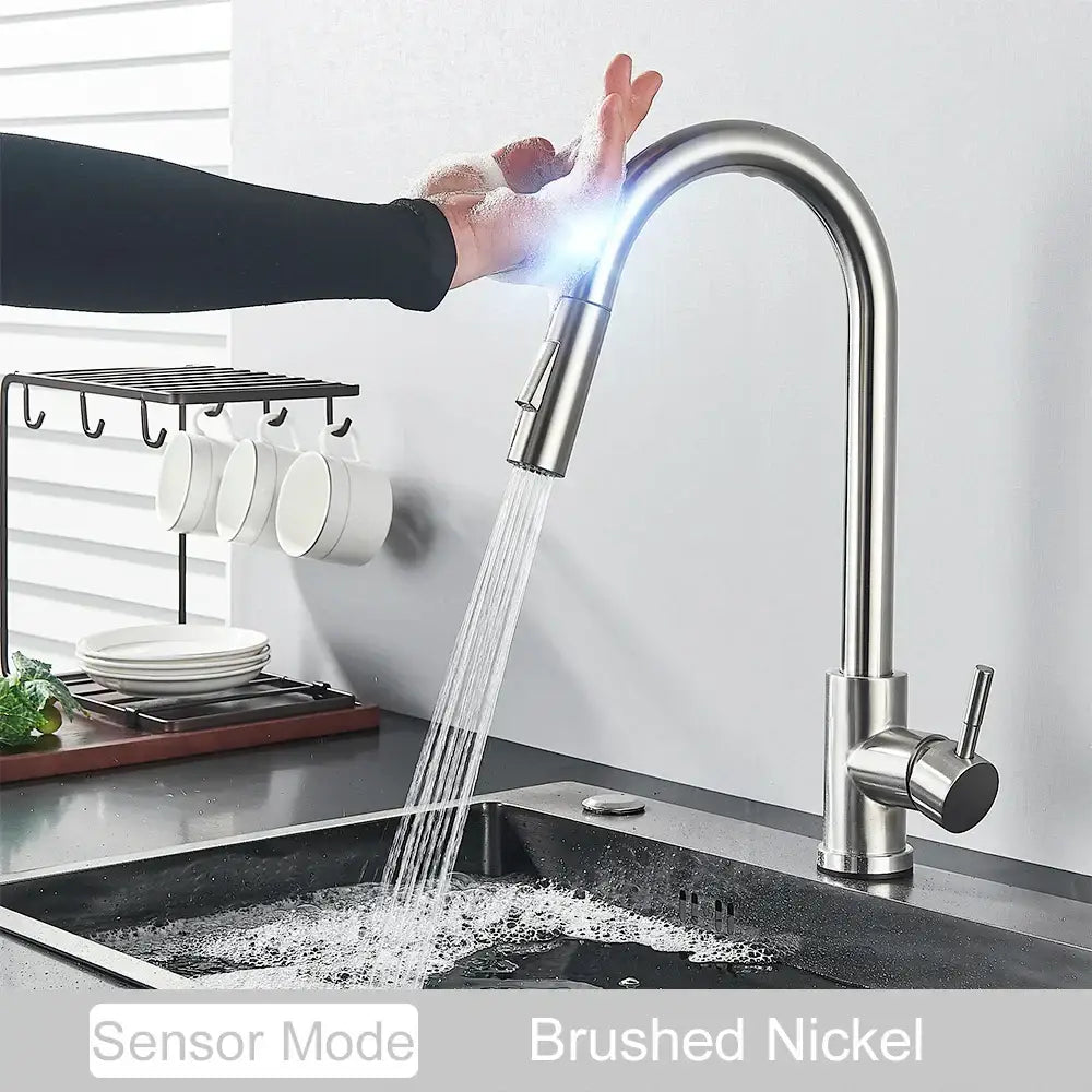 Matte black touch sensor mixer tap kitchen pull down faucet