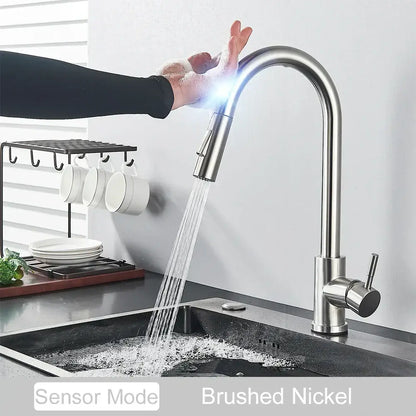 Matte black touch sensor mixer tap kitchen pull down faucet