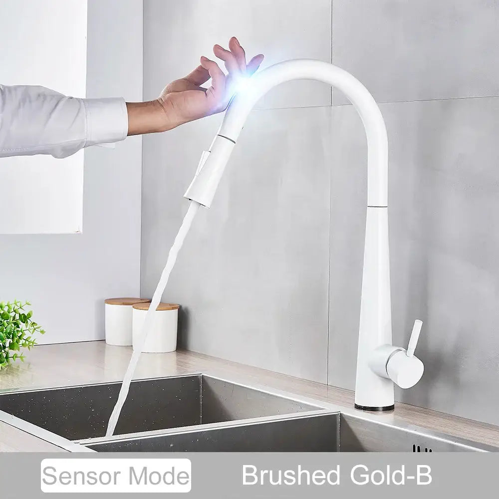 Matte black touch sensor mixer tap kitchen pull down faucet