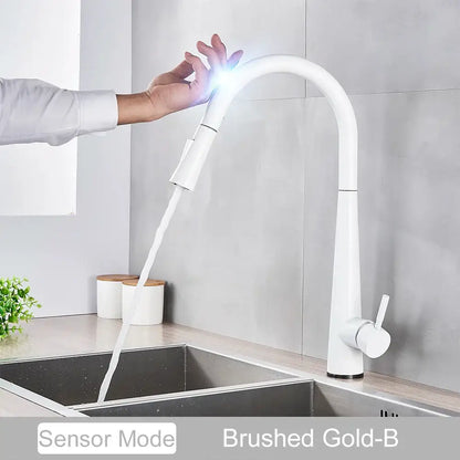 Matte black touch sensor mixer tap kitchen pull down faucet