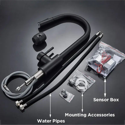 Matte black touch sensor mixer tap kitchen pull down faucet