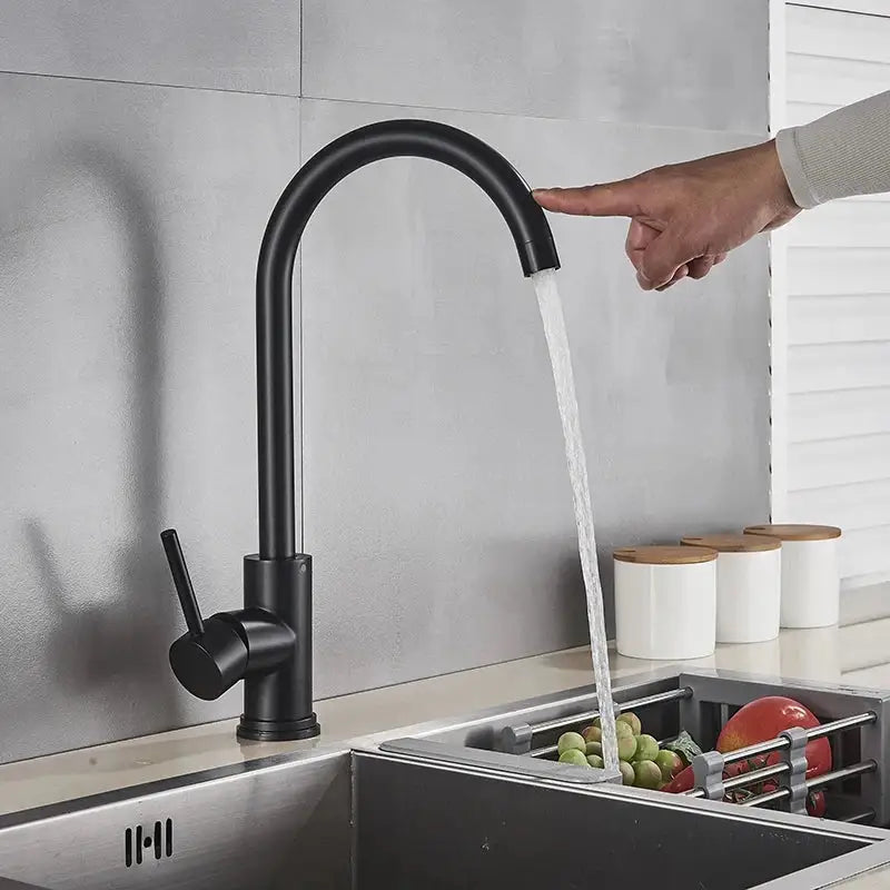 Matte black touch sensor mixer tap kitchen pull down faucet