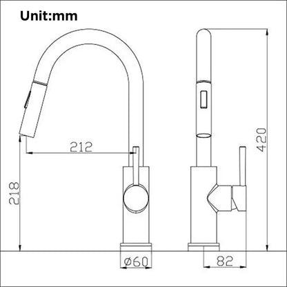 Matte black touch sensor mixer tap kitchen pull down faucet