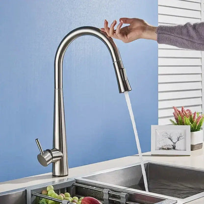 Matte black touch sensor mixer tap kitchen pull down faucet