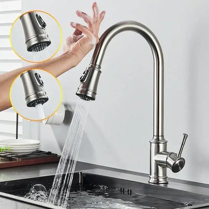 Matte black touch sensor mixer tap kitchen pull down faucet