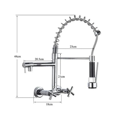 Modern matte black kitchen faucet with dual swivel spouts