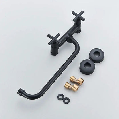 Matte black wall mounted kitchen faucet with swivel spout