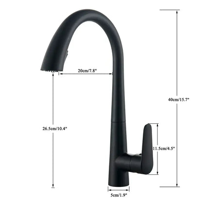 Matte black kitchen faucet with pull out sprayer and single lever