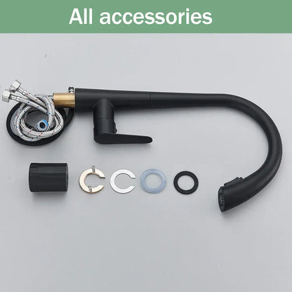 Matte black kitchen faucet with pull out sprayer and single lever