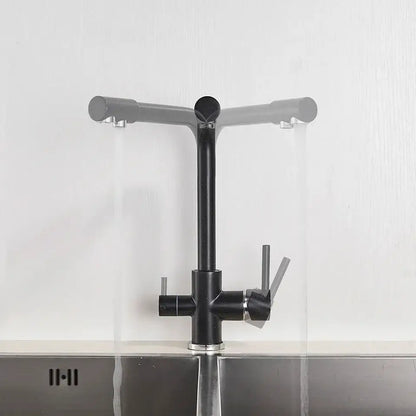 Modern matte black kitchen faucet with purification feature