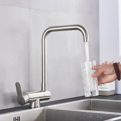 Modern matte black kitchen rotating faucet with foldable single handle