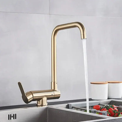 Modern matte black kitchen rotating faucet with foldable single handle