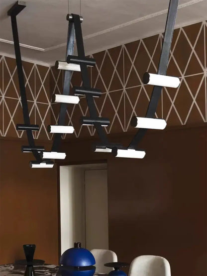 Modern black & white geometric leather pendant light dining room