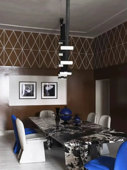 Modern black & white geometric leather pendant light dining room