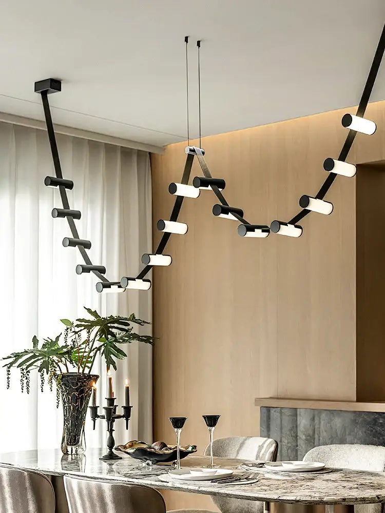 Modern black & white geometric leather pendant light dining room