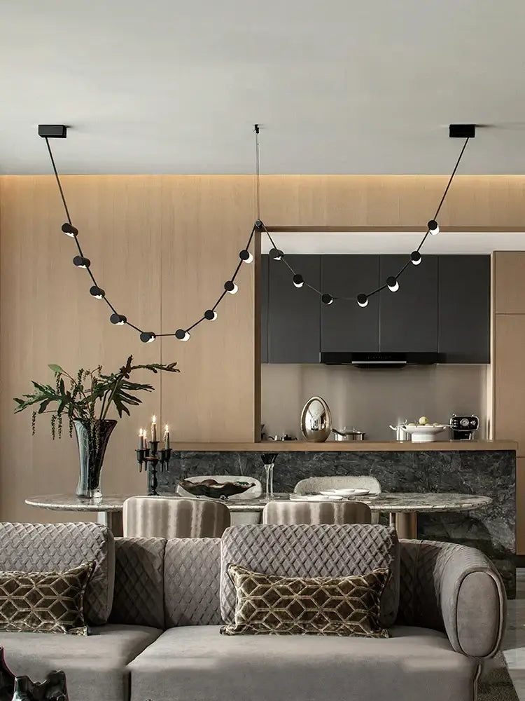 Modern black & white geometric leather pendant light dining room