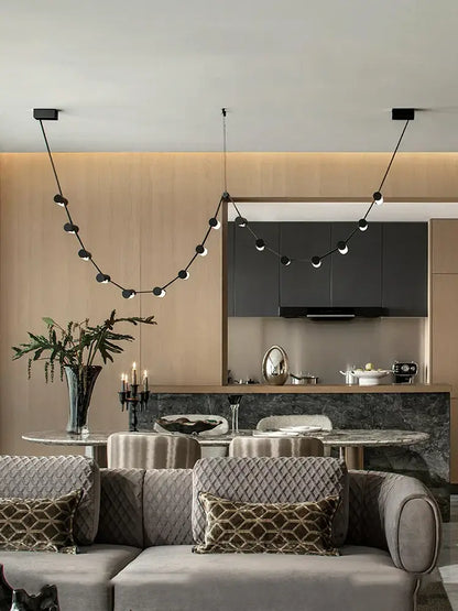 Modern black & white geometric leather pendant light dining room
