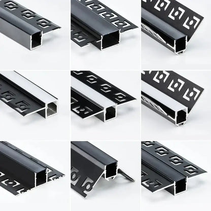 Geometric black & silver led aluminum threshold strip living room