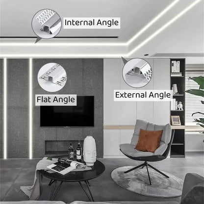 Geometric black & silver led aluminum threshold strip living room