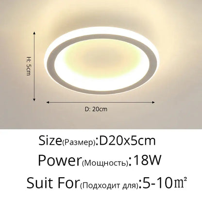 Modern circular black & white led ceiling light for entryway