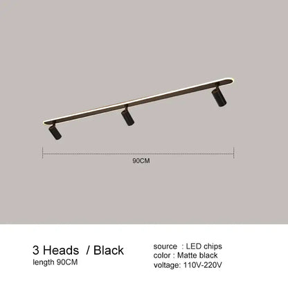Modern black led ceiling spotlights living room metal track light