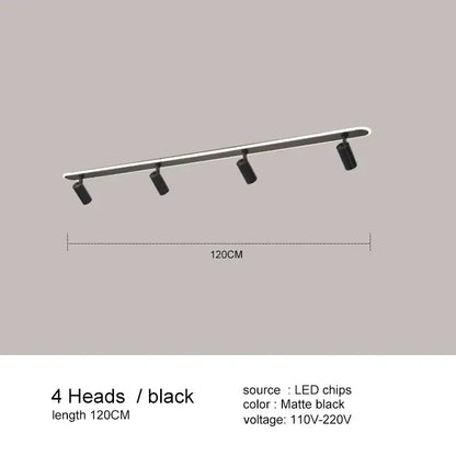 Modern black led ceiling spotlights living room metal track light