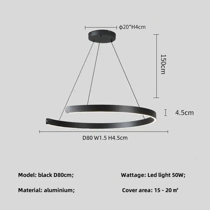 Modern minimalist black led chandelier pendant light for foyer