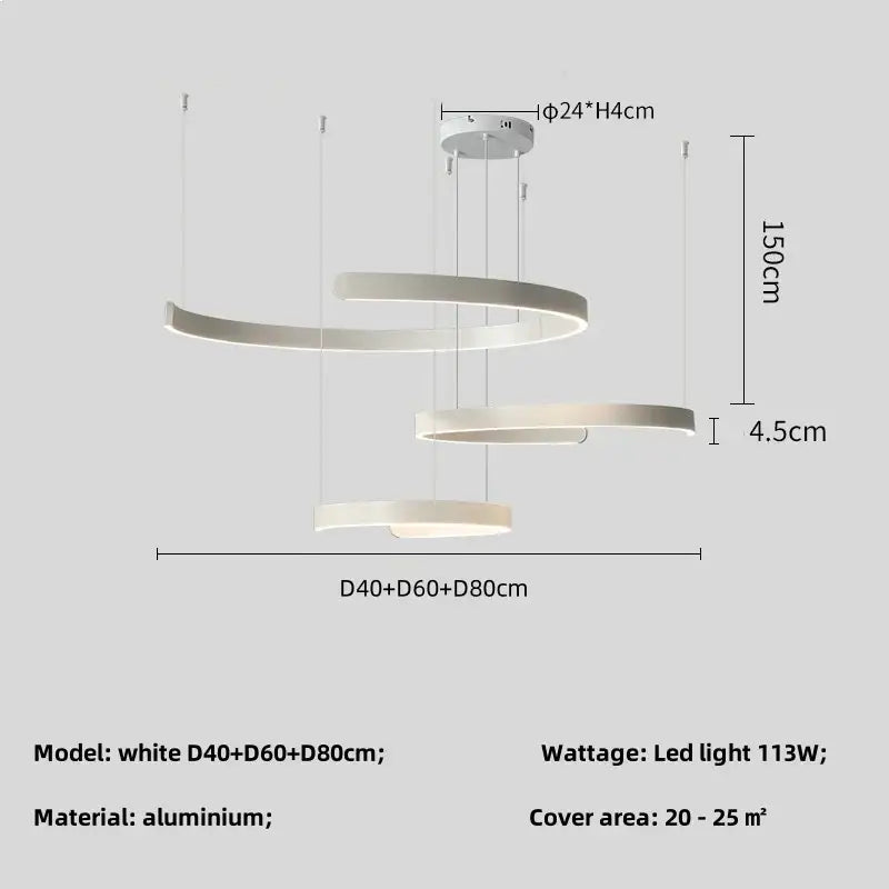 Modern minimalist black led chandelier pendant light for foyer