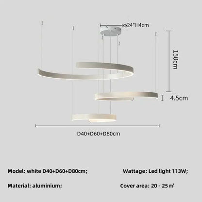 Modern minimalist black led chandelier pendant light for foyer