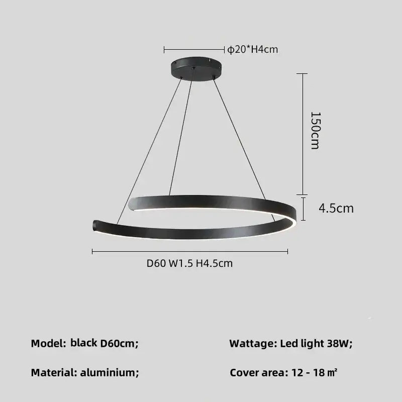 Modern minimalist black led chandelier pendant light for foyer